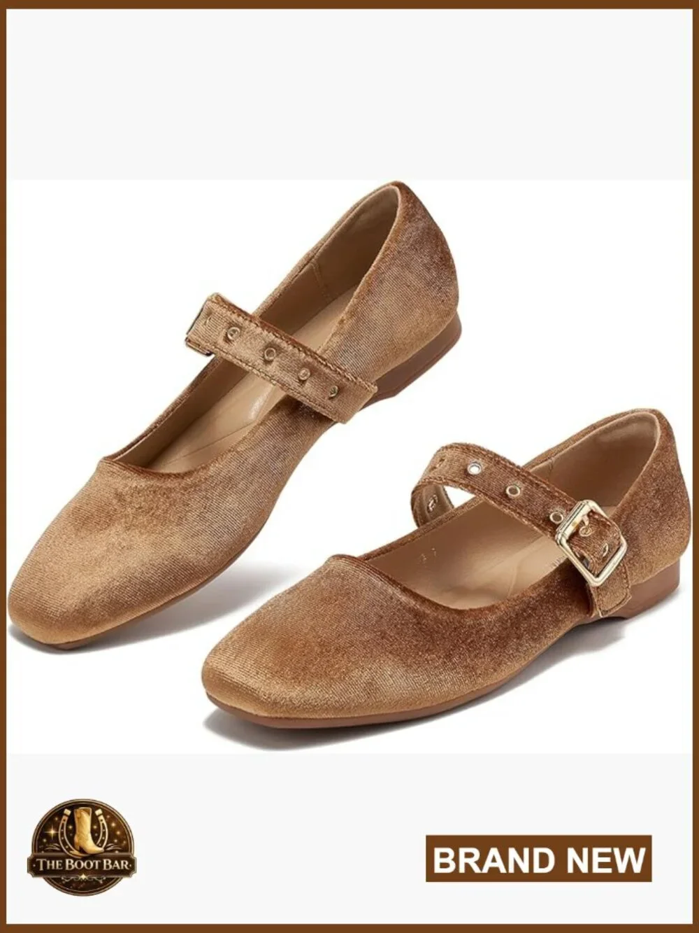 Women's Mary Jane Ballet Flats with Buckle Strap Square Toe Comfortable
